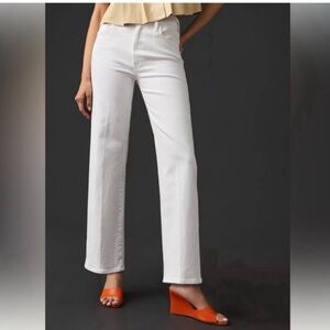 Mother The Rambler Zip Ankle Wide Leg Jeans Fairest of them All White Size 28